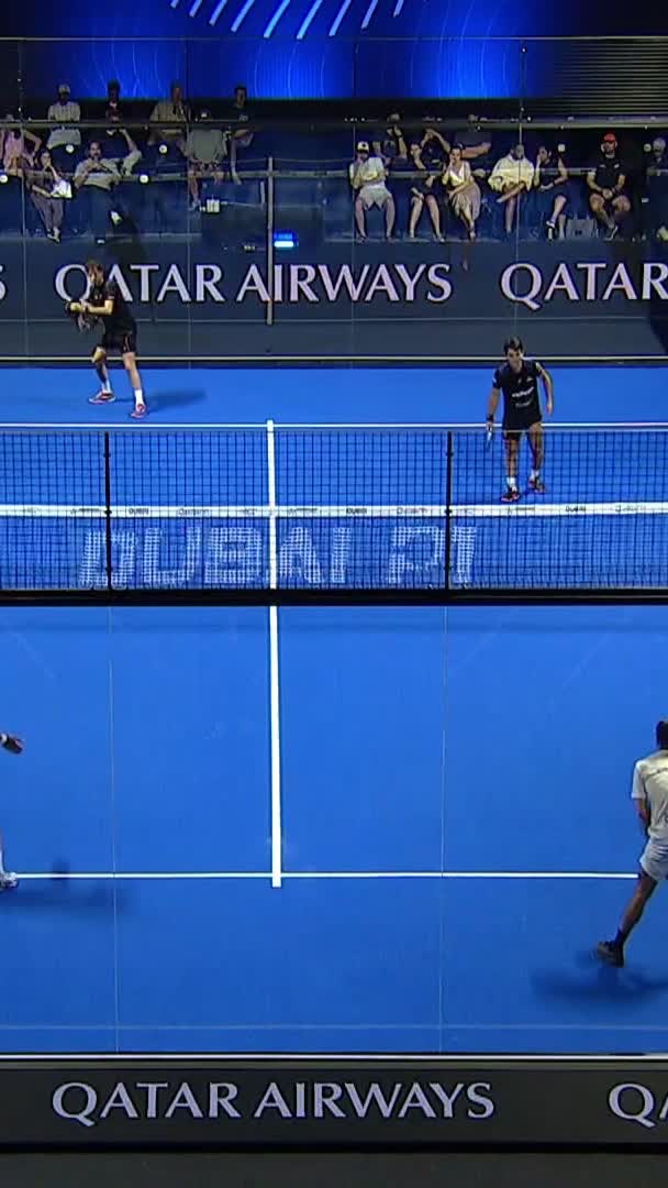 Sanchez wins the point from outside of the court