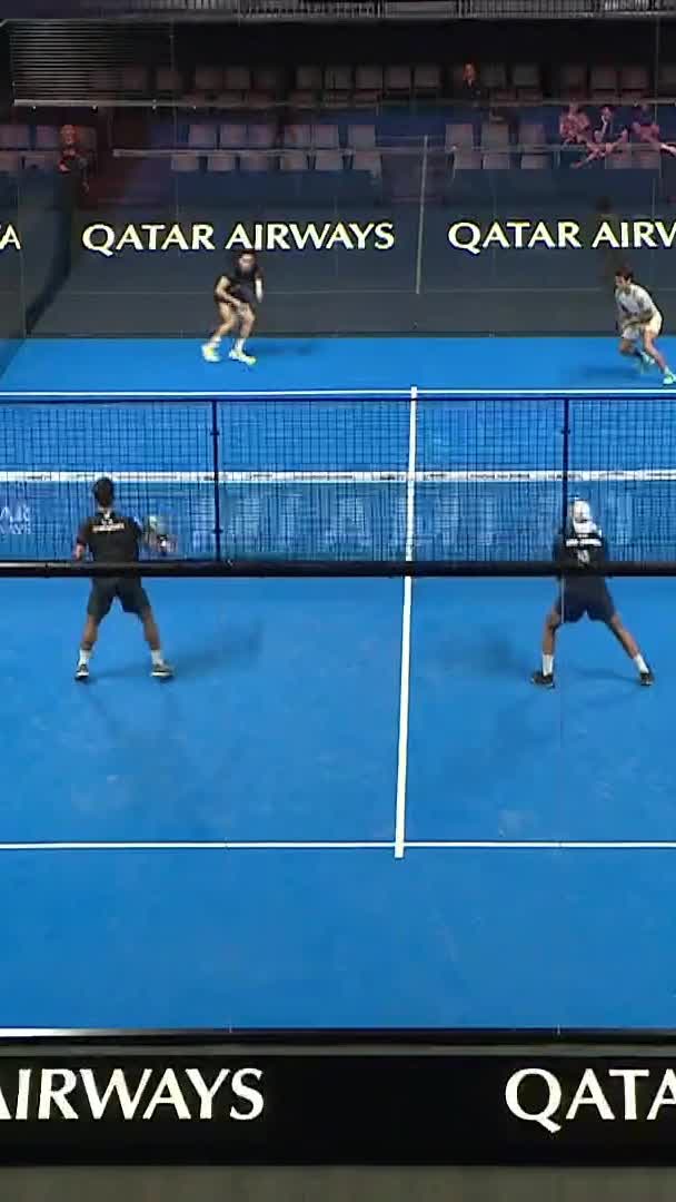 Sanz hits a quick cross court forehand shot