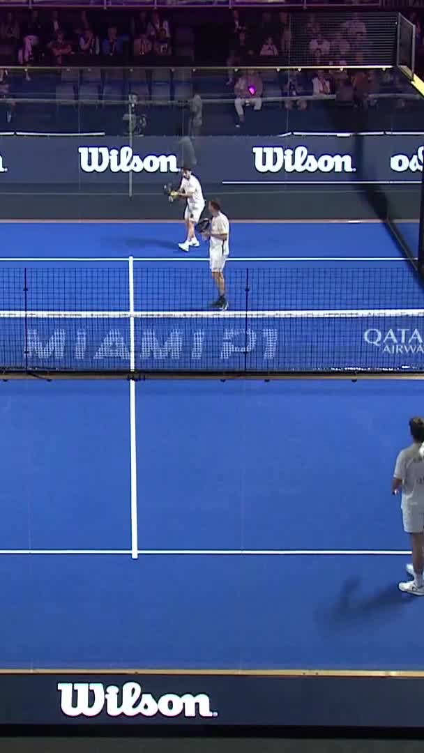 Tapia wins the first set with a great shot from outside the court
